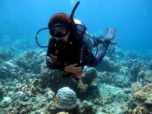 Instructor Ada diving in Bali