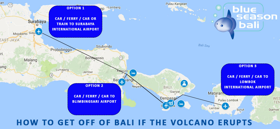 How to get off of Bali in case of eruption of Mount Agung