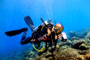 Instructor Julie diving in Bali